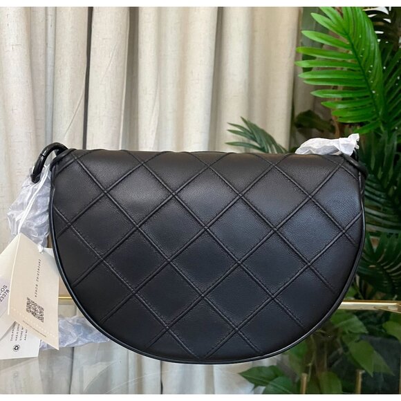 ✺ NWT!  Authentic Tory Burch Black Leather Cresent Fleming Handbag - Picture 11 of 14